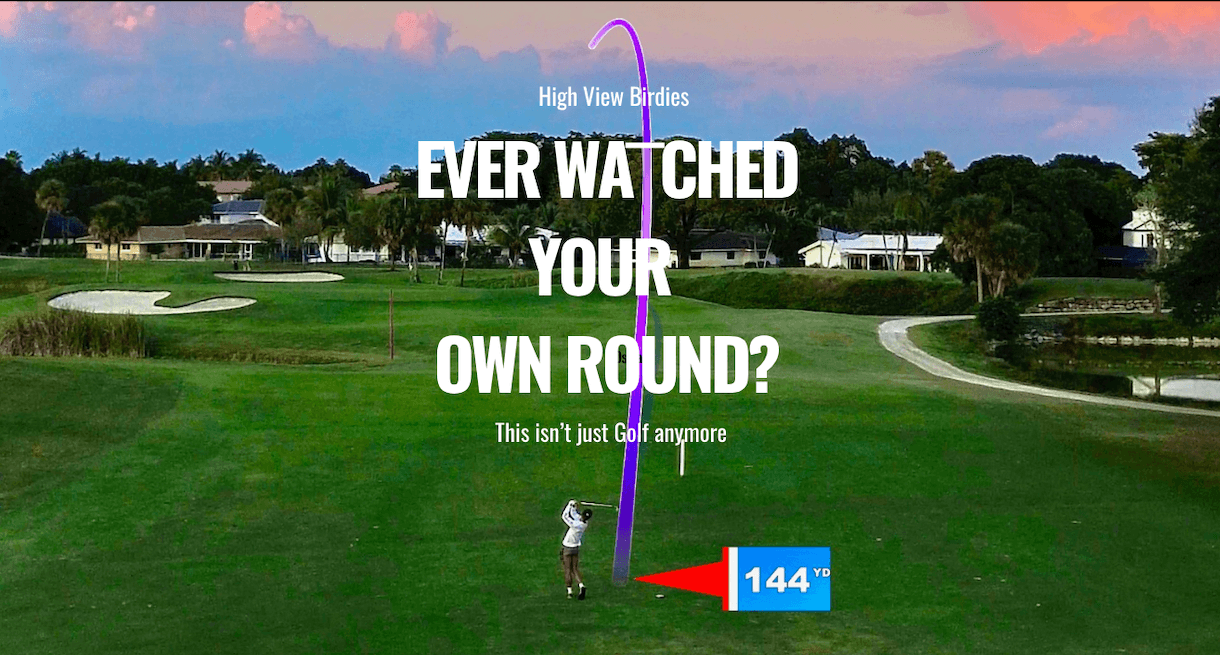 Golfer mid-swing filmed with drone footage by High View Birdies