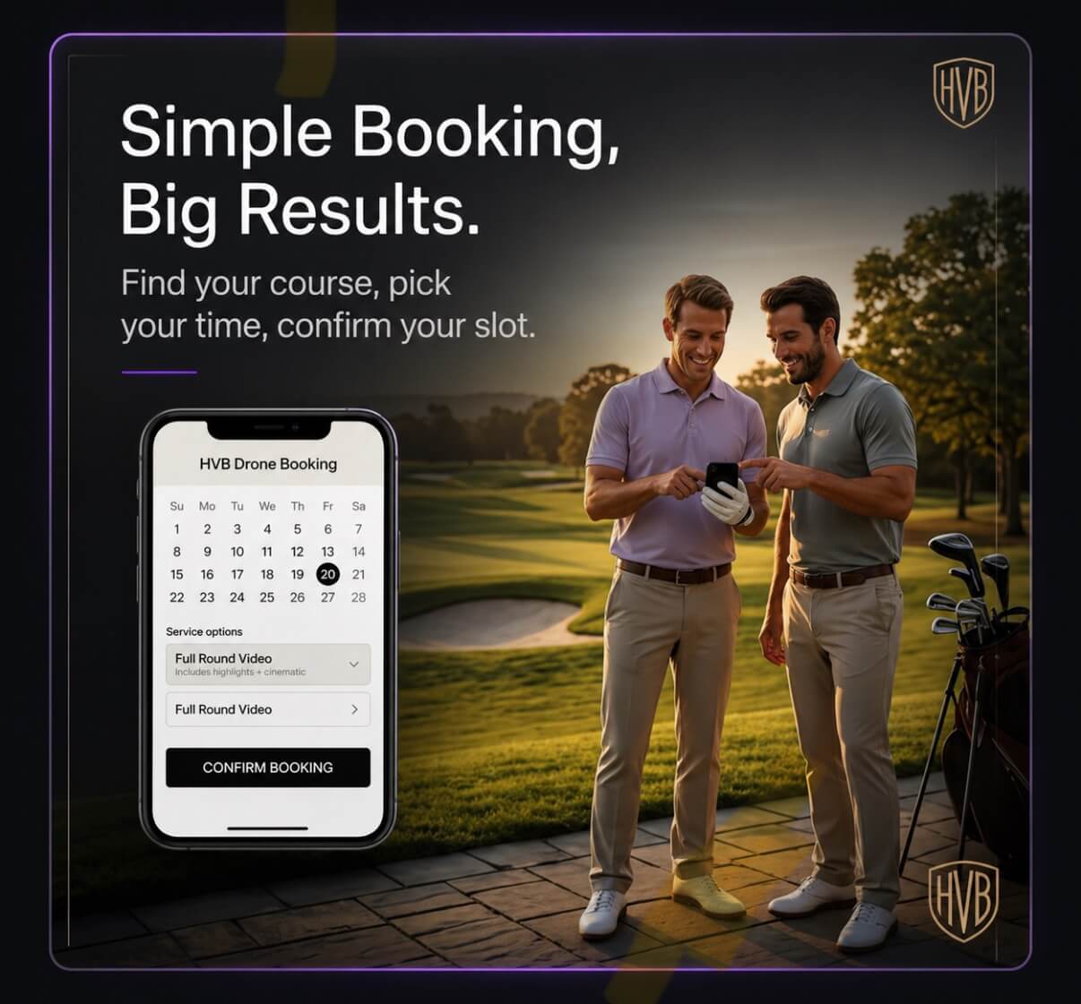 Book your golf footage session — pick a date and time with High View Birdies